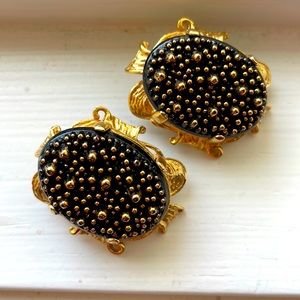 Judy Lee Gold & Black Earrings
